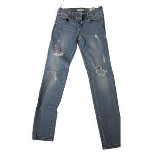 Guess Los Angeles Distressed Skinny Jeans Size 27 Blue Denim Womens